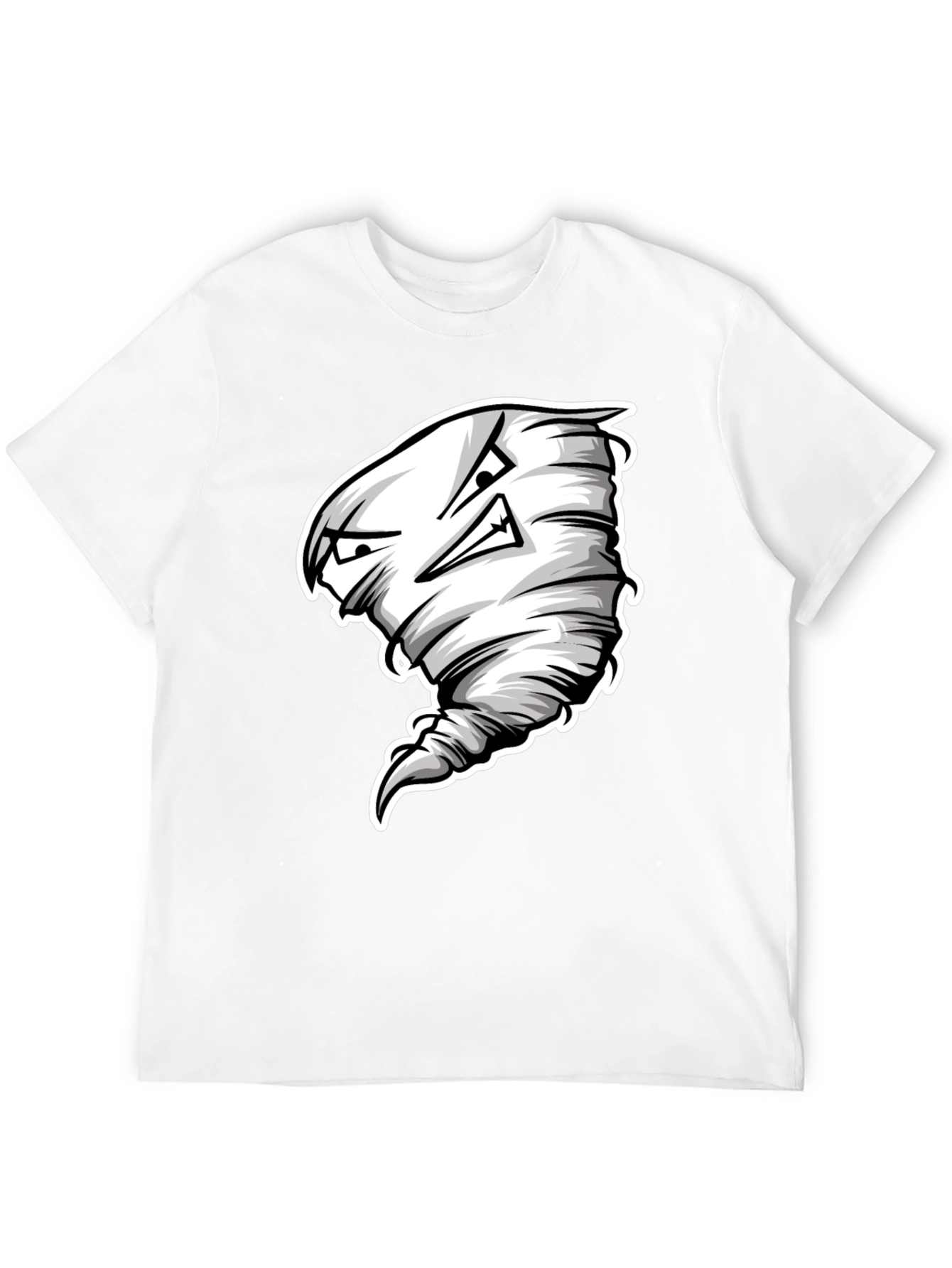 Mens Black T-Shirt with Cartoon Tornado Graphic