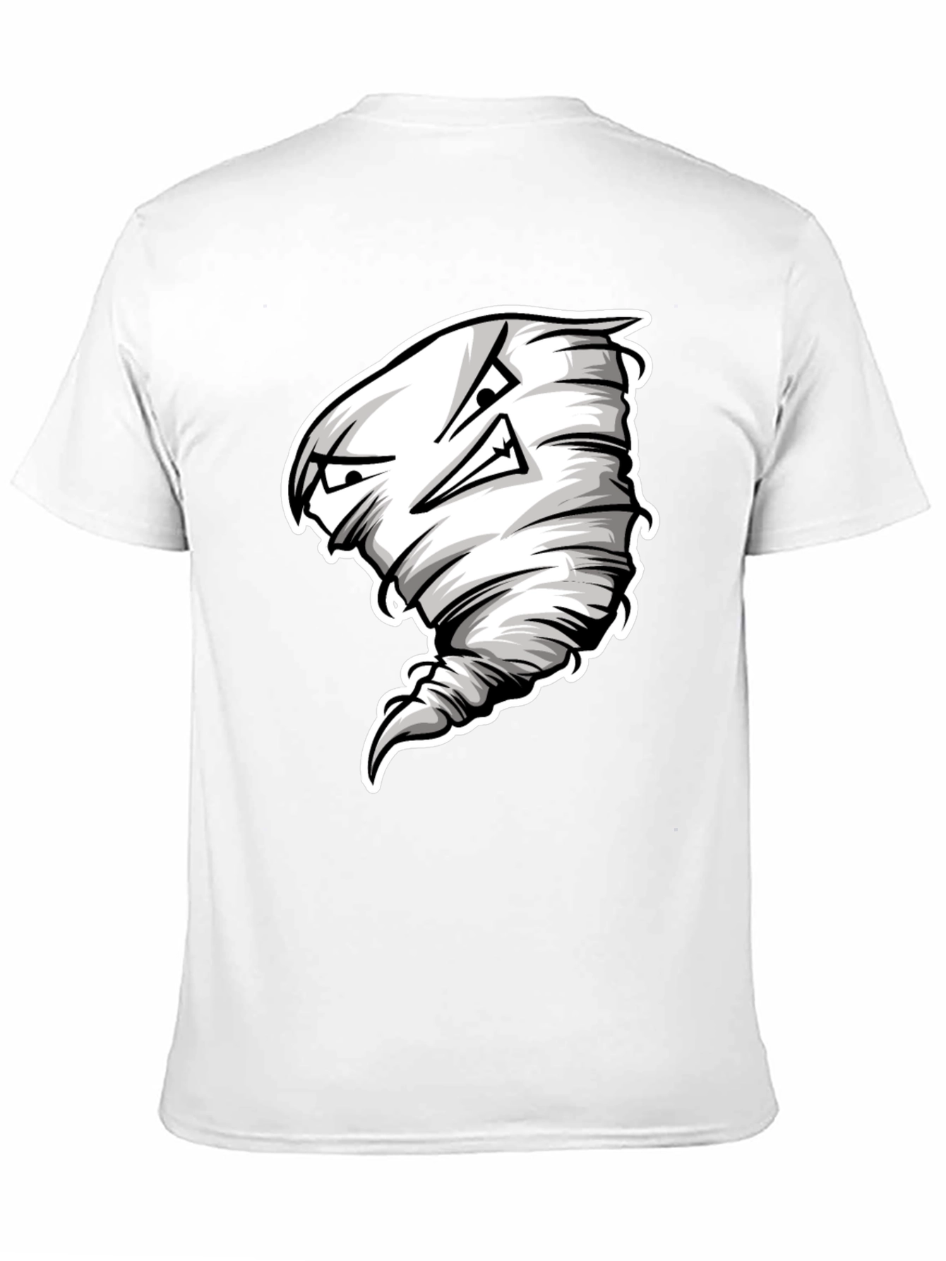 Mens Black T-Shirt with Cartoon Tornado Graphic