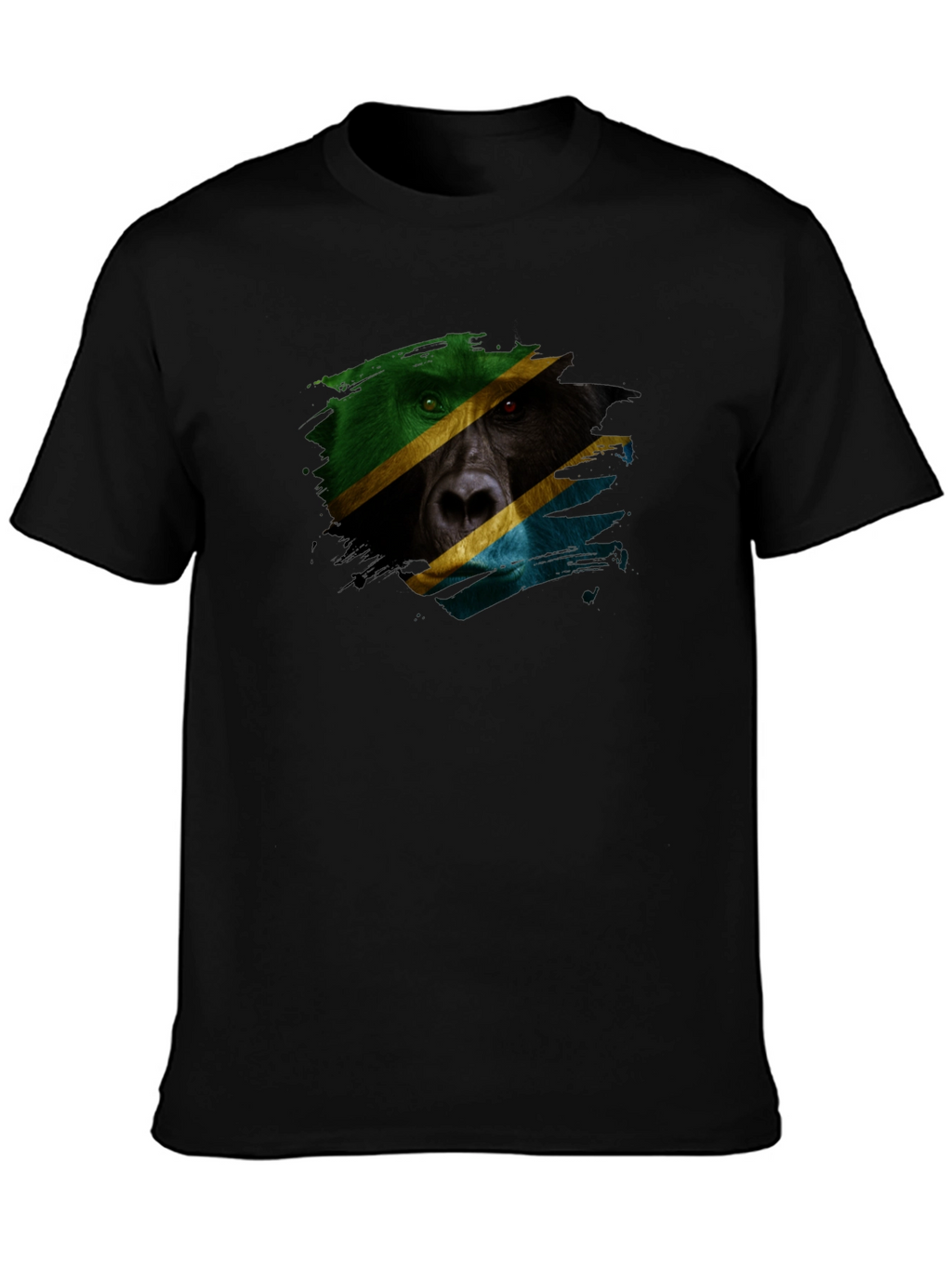 Tanzania Flag Bear Black T-Shirt