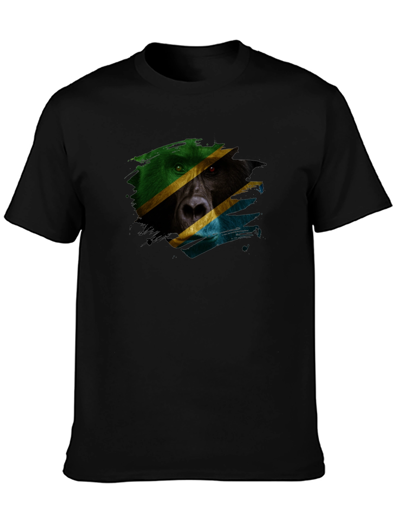 Tanzania Flag Bear Black T-Shirt