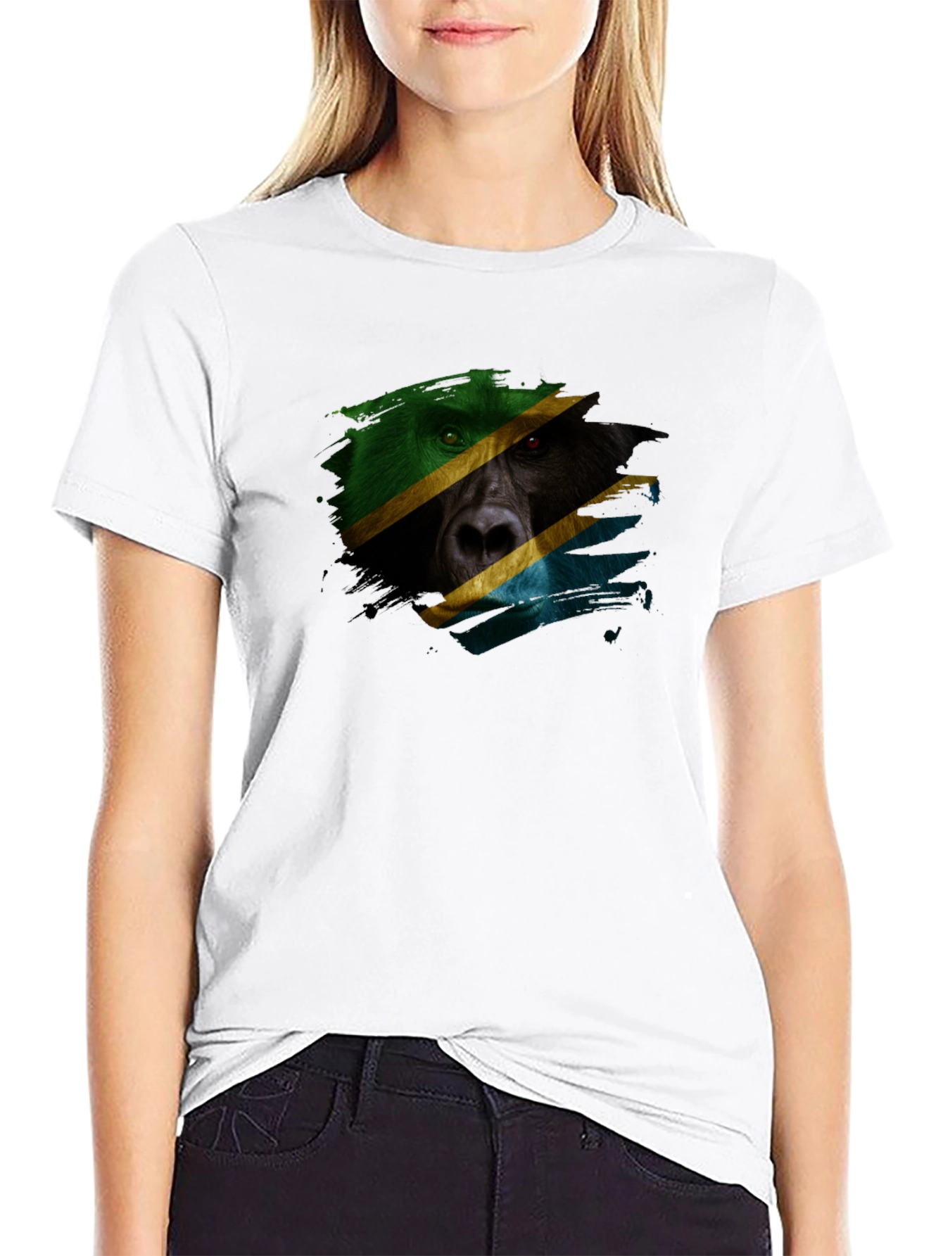 Tanzania Flag Bear Black T-Shirt