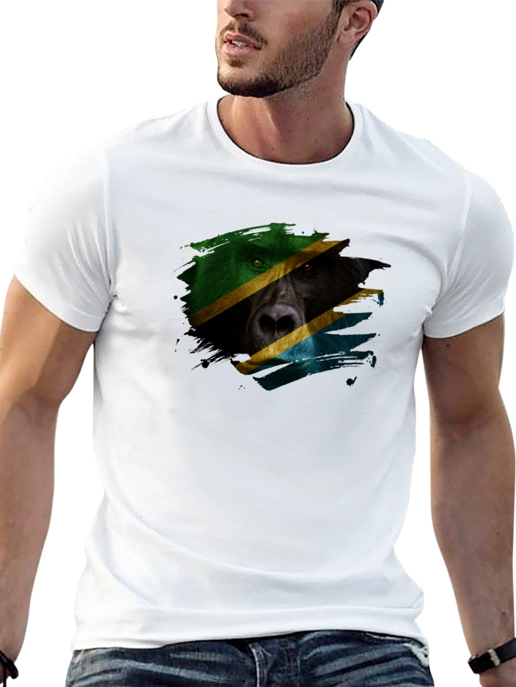Tanzania Flag Bear Black T-Shirt