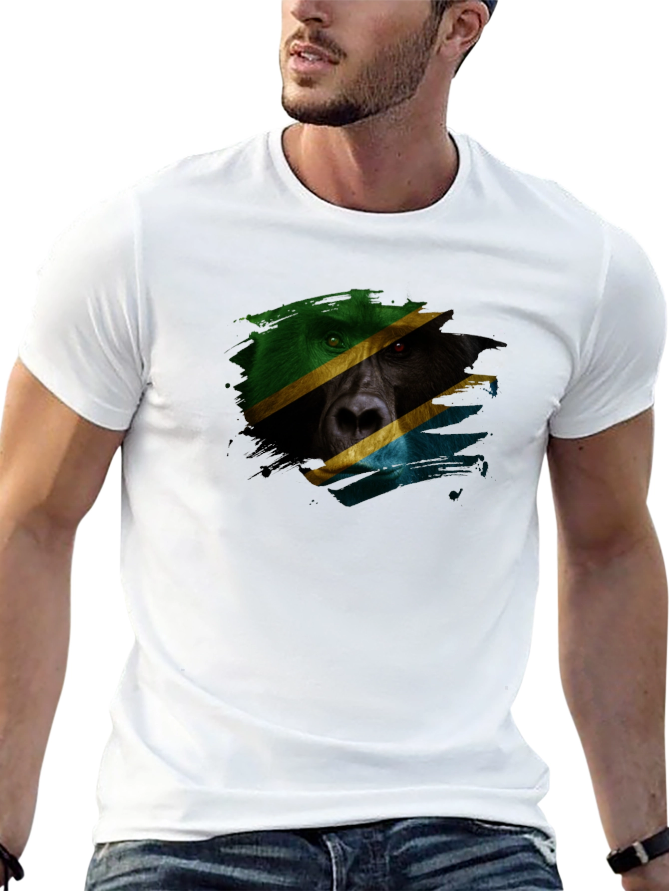 Tanzania Flag Bear Black T-Shirt