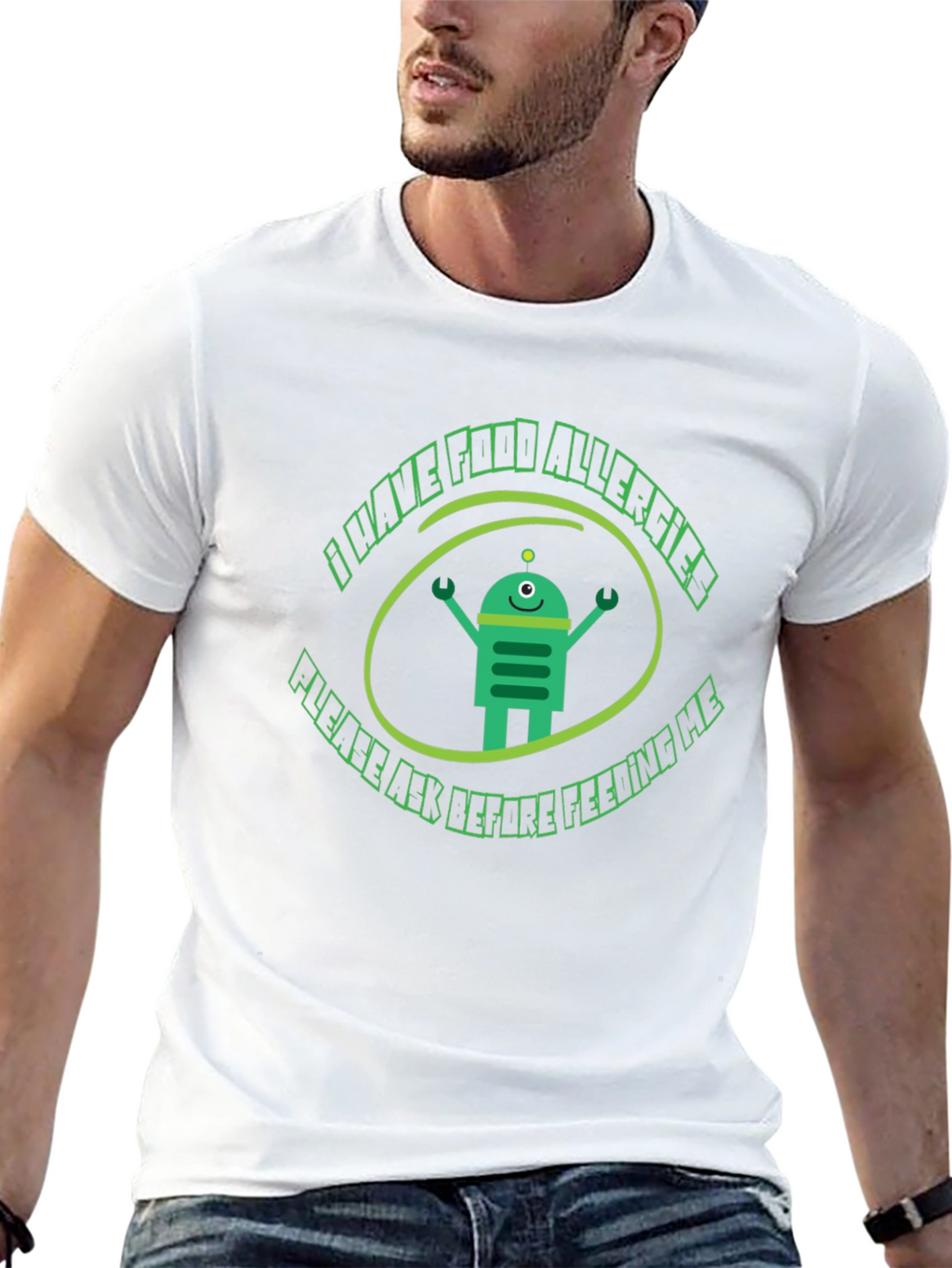 Food Allergy Awareness T-Shirt - Robot Design