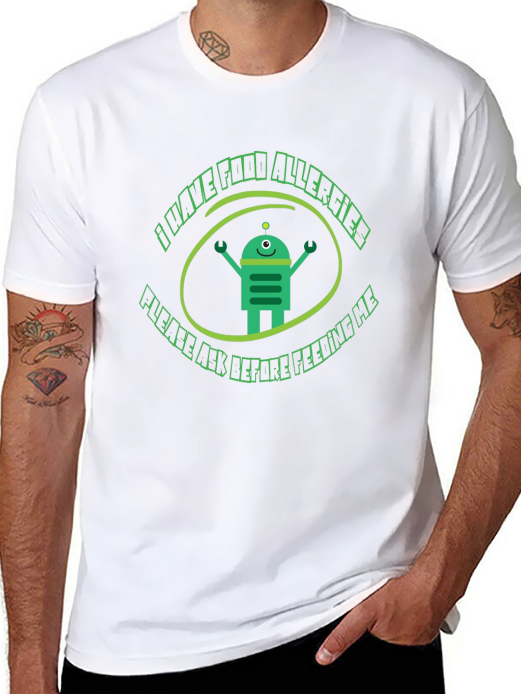 Food Allergy Awareness T-Shirt - Robot Design