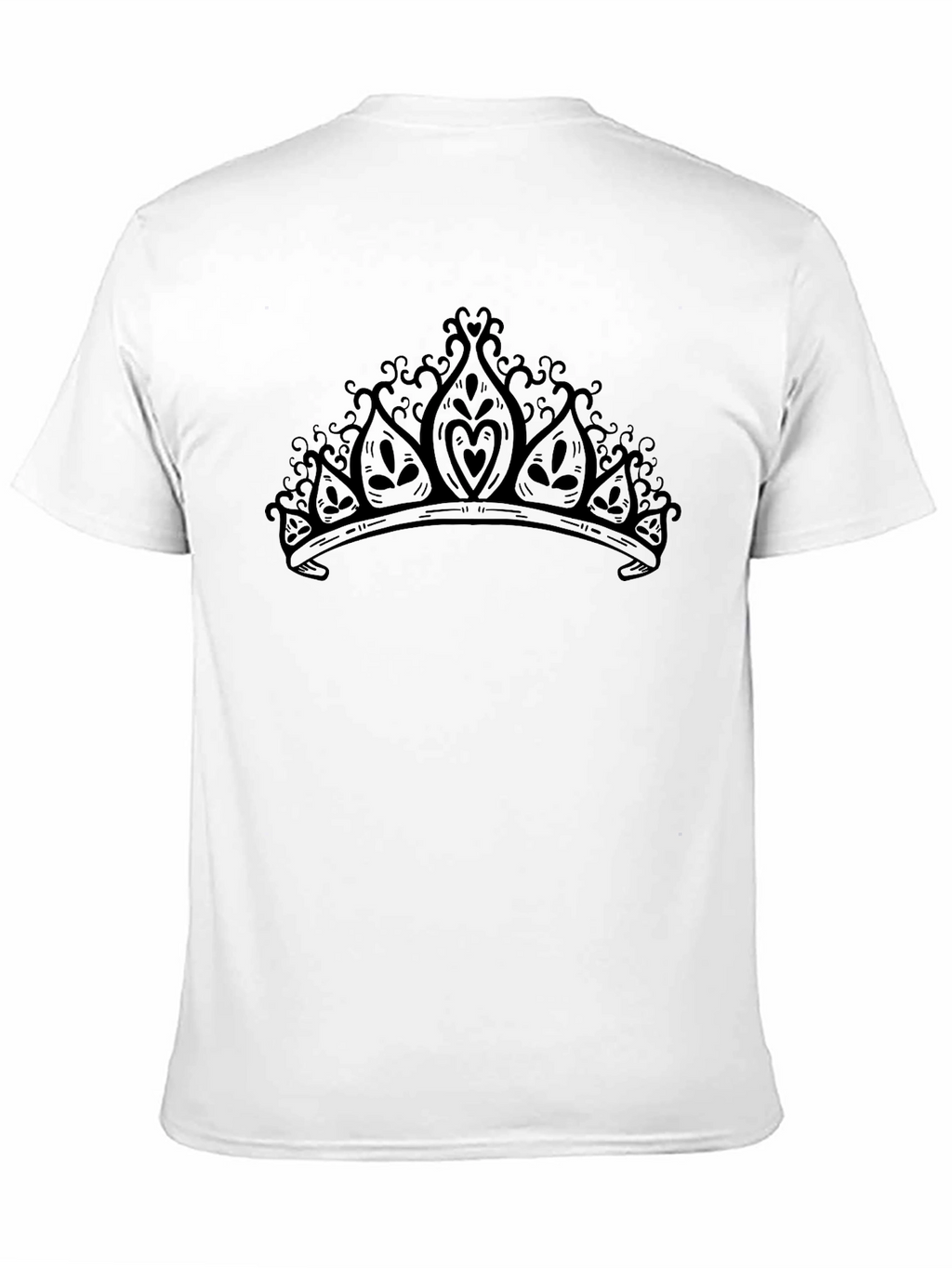 Ornate Crown Graphic Tee - Black Cotton T-Shirt