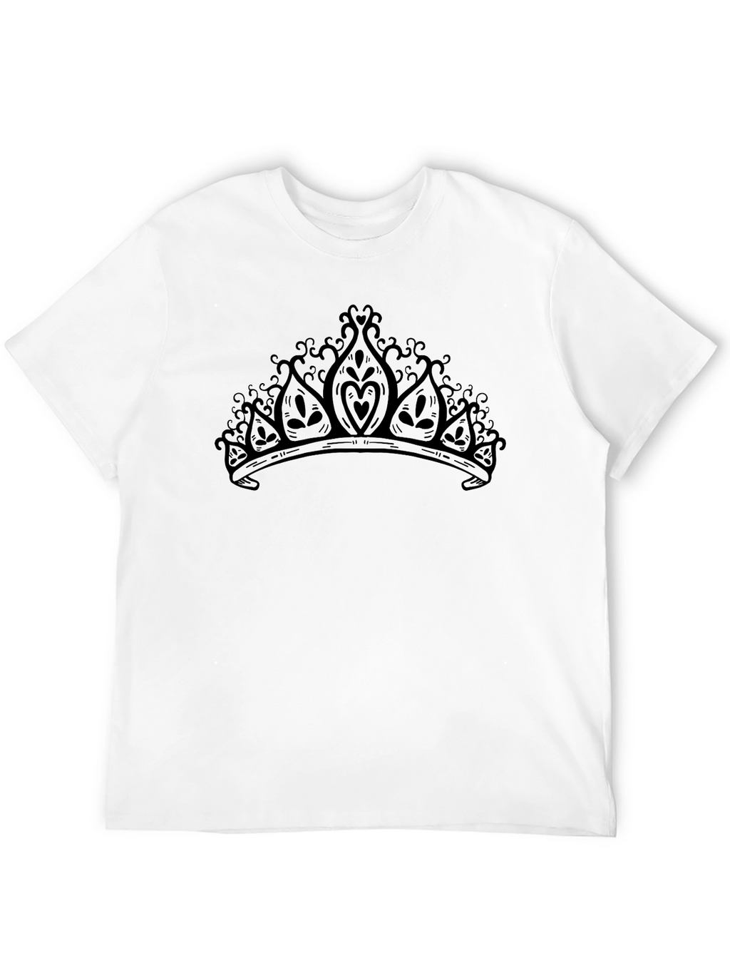 Ornate Crown Graphic Tee - Black Cotton T-Shirt