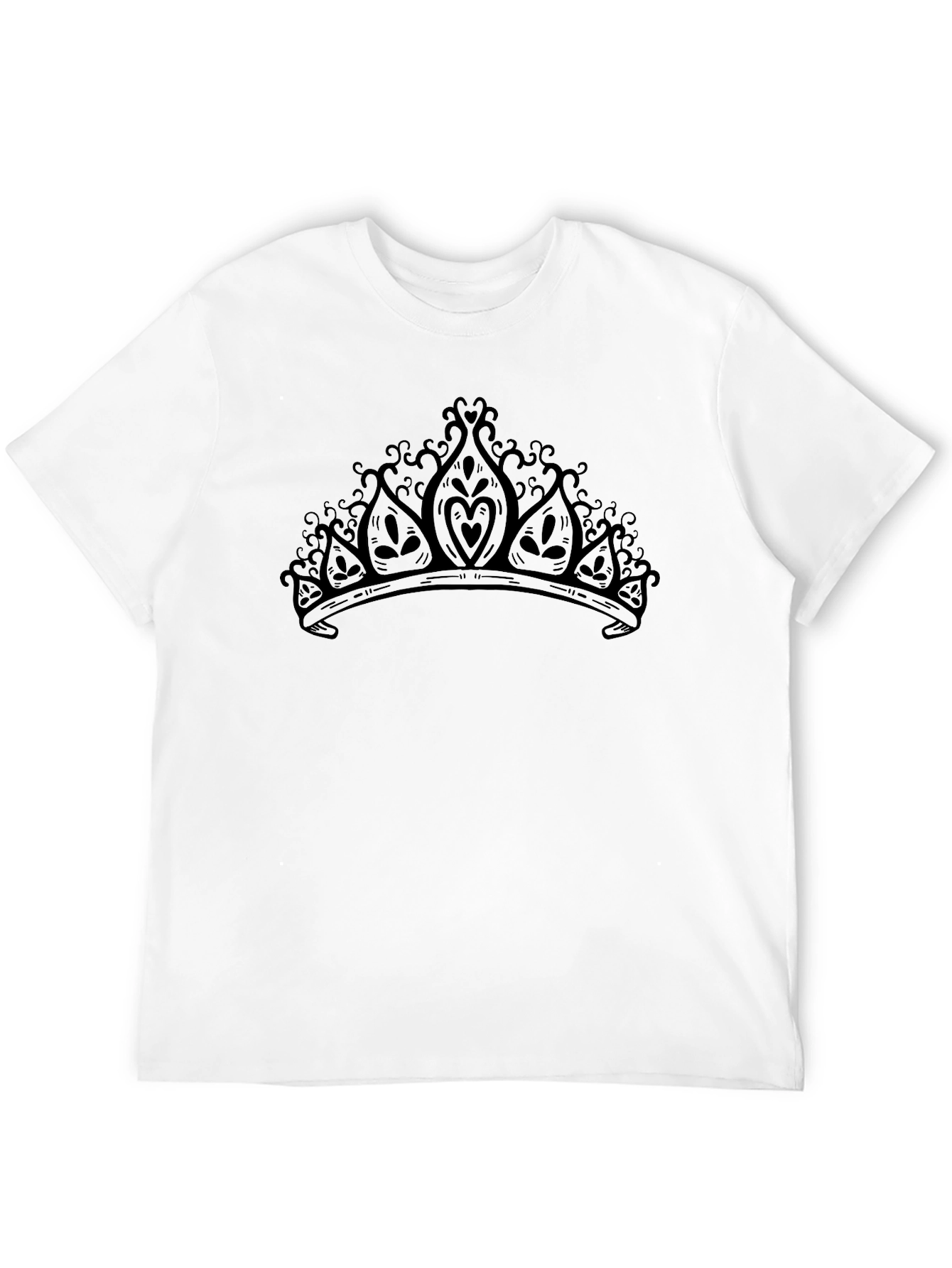 Ornate Crown Graphic Tee - Black Cotton T-Shirt