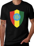 Ethiopian Flag Shield T-Shirt - Black Tee