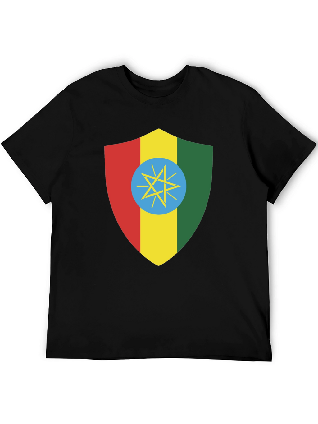 Ethiopian Flag Shield T-Shirt - Black Tee