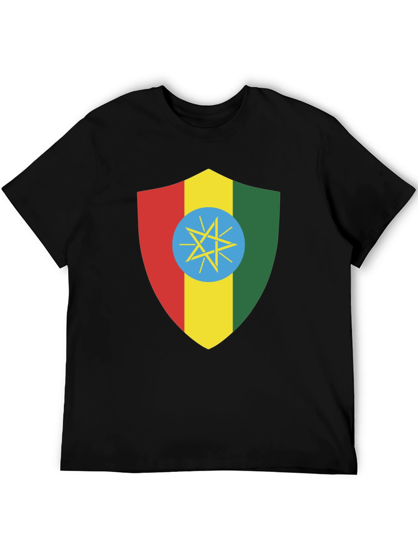 Ethiopian Flag Shield T-Shirt - Black Tee