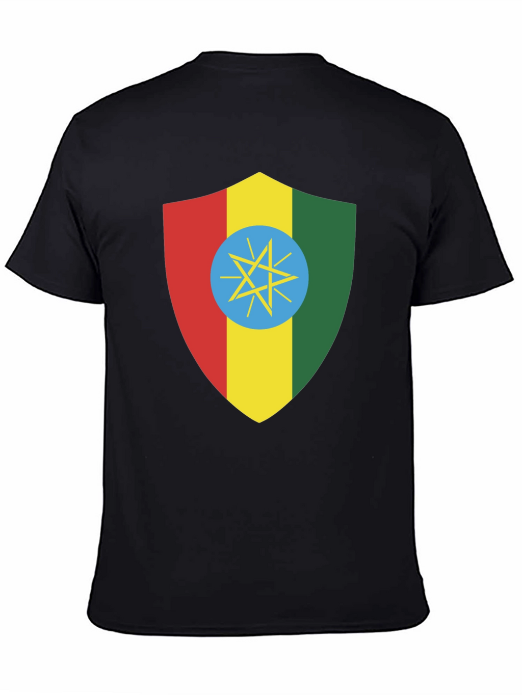 Ethiopian Flag Shield T-Shirt - Black Tee