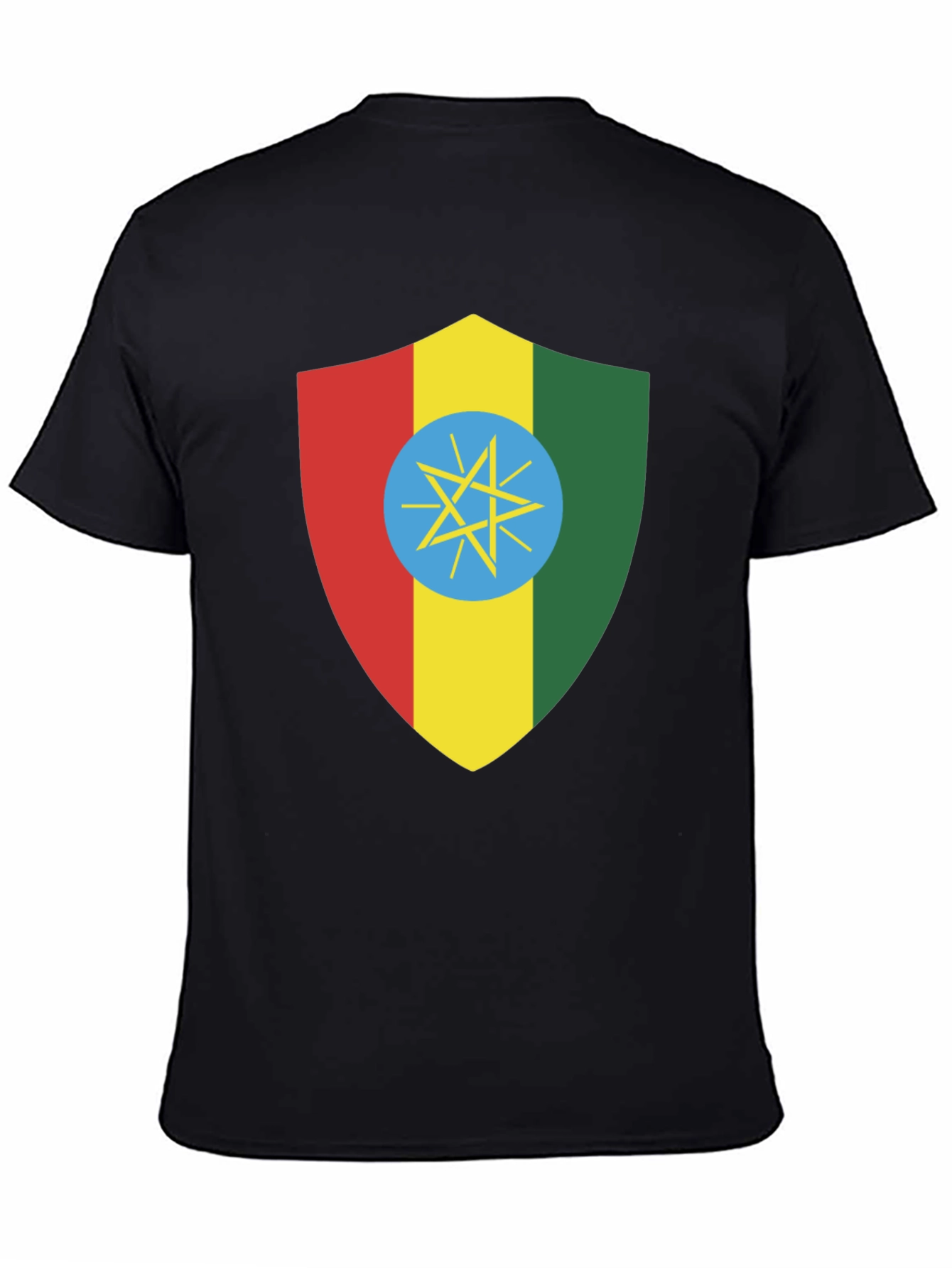 Ethiopian Flag Shield T-Shirt - Black Tee