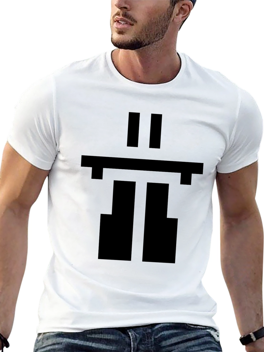 Pixel Inukshuk Graphic Black T-Shirt