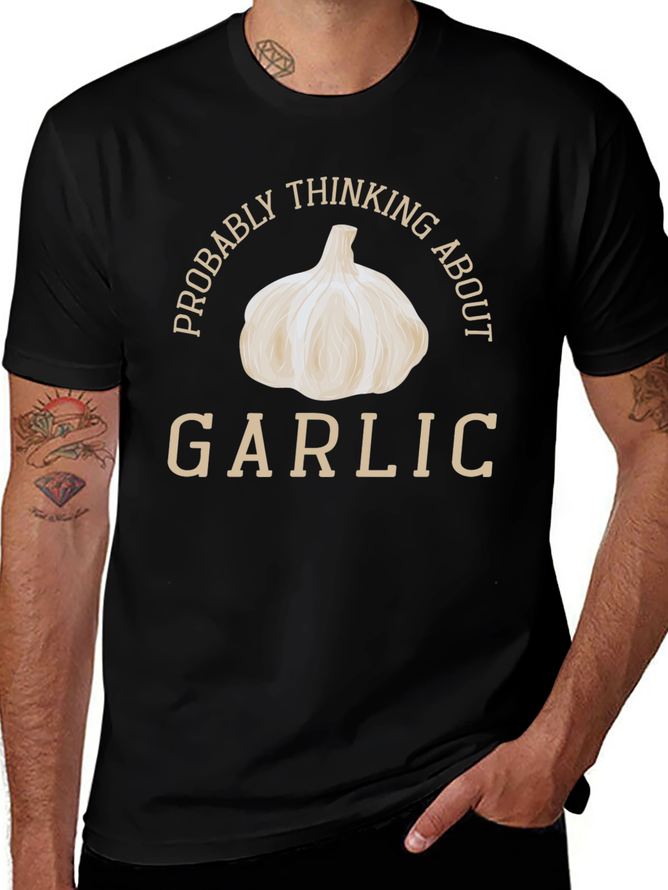 Garlic Lover T-Shirt: Probably Thinking About Garlic