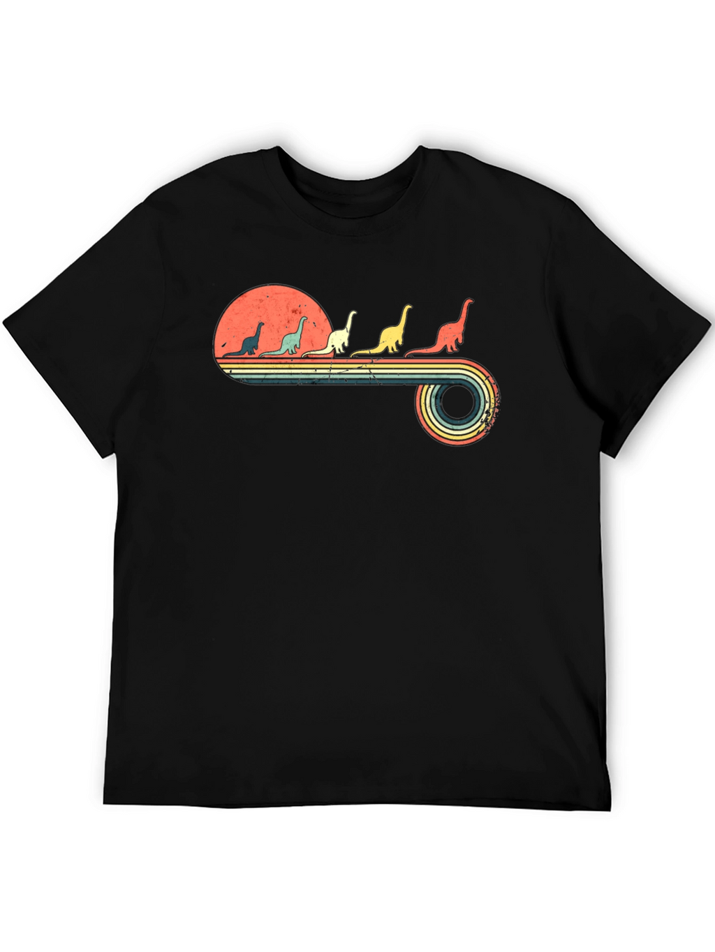 Retro Dinosaur Sunset Graphic T-Shirt