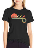 Retro Dinosaur Sunset Graphic T-Shirt