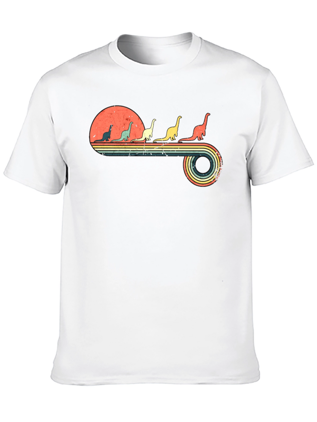 Retro Dinosaur Sunset Graphic T-Shirt