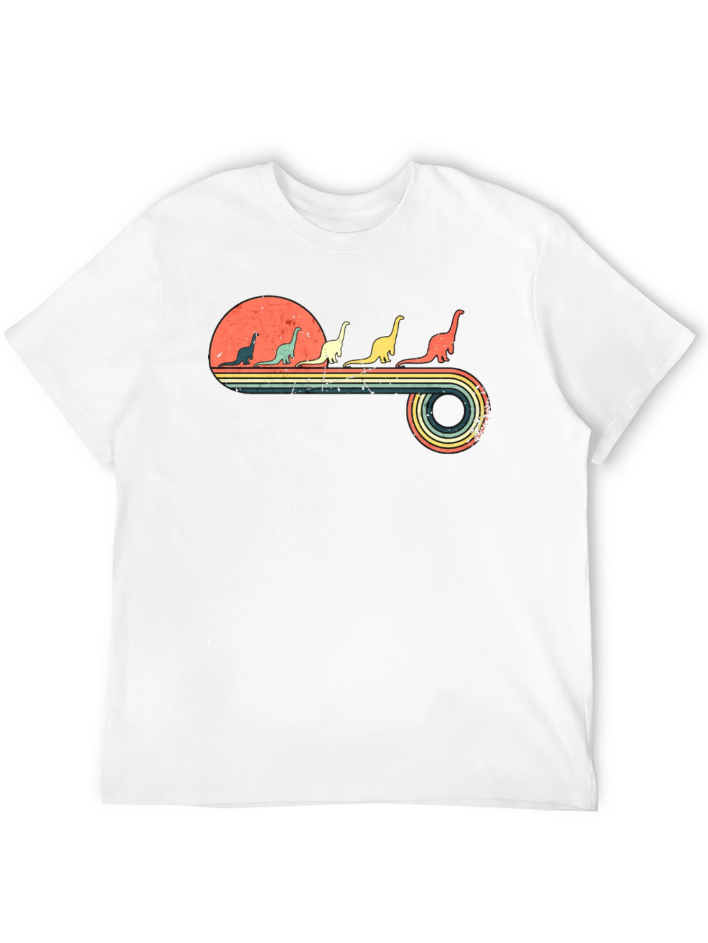 Retro Dinosaur Sunset Graphic T-Shirt