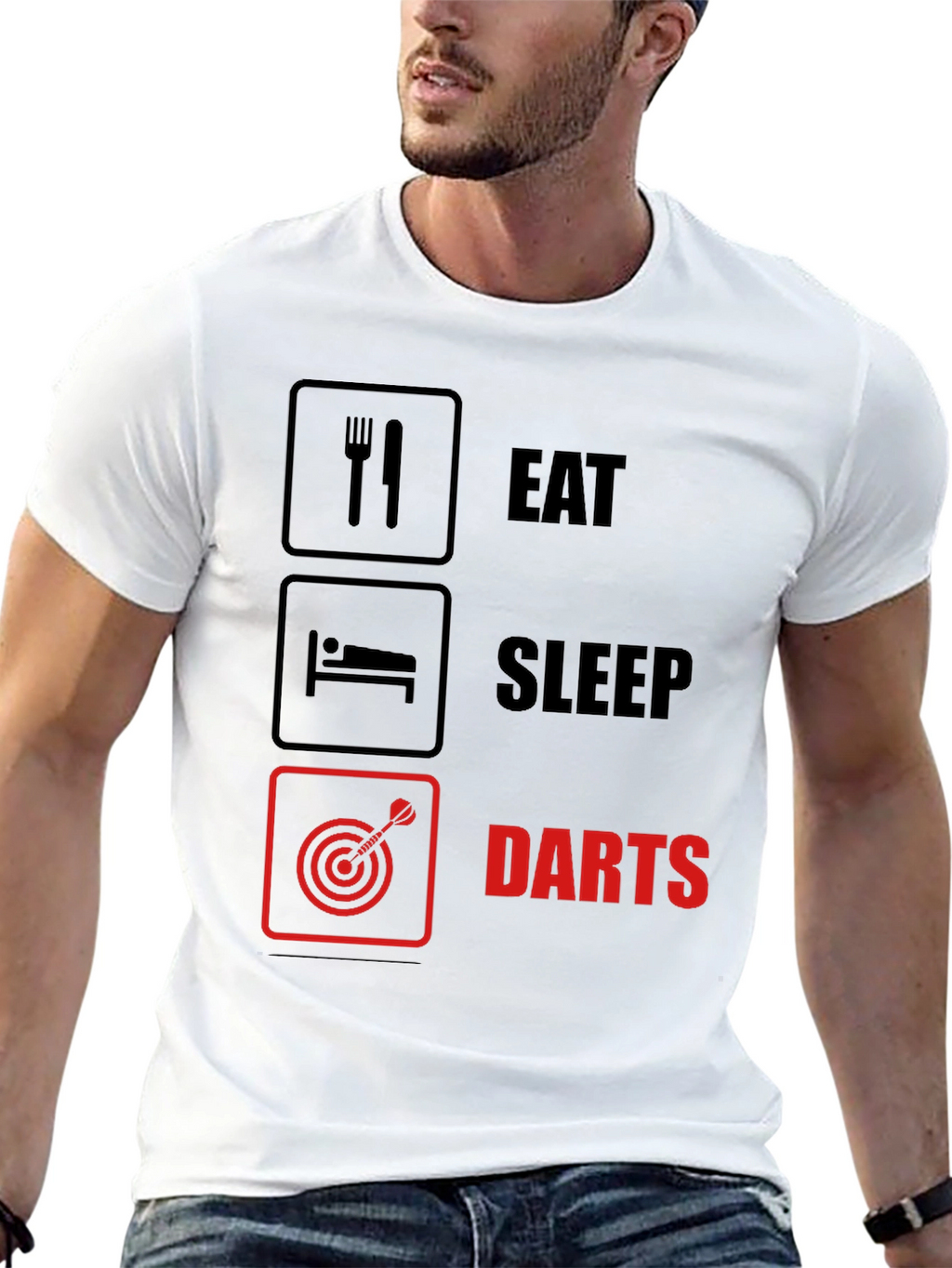 Eat Sleep Darts T-Shirt - Funny Hobby Tee