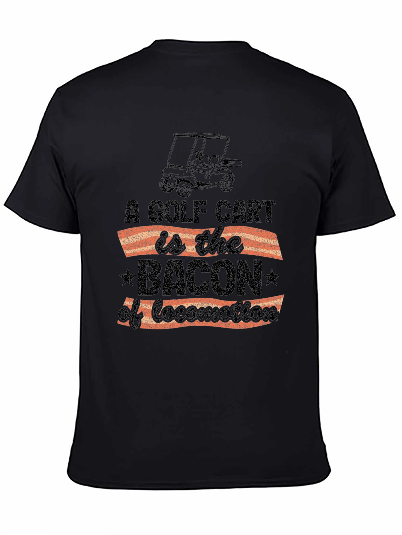 Golf Cart Bacon Locomotion Funny Graphic T-Shirt
