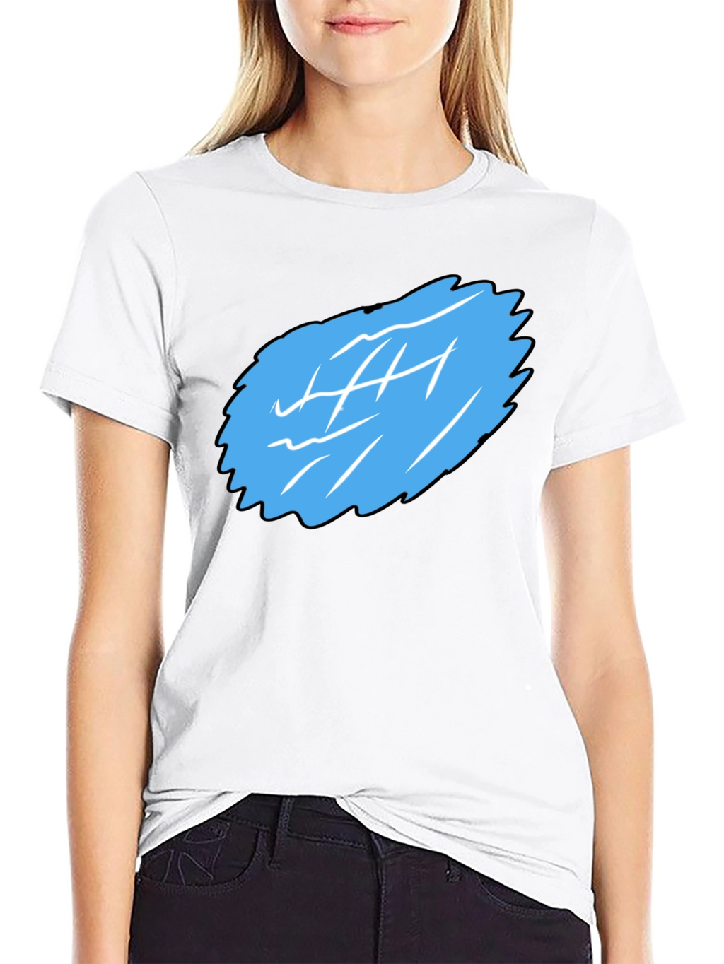 Mens Black Graphic Tee - Abstract Blue Design