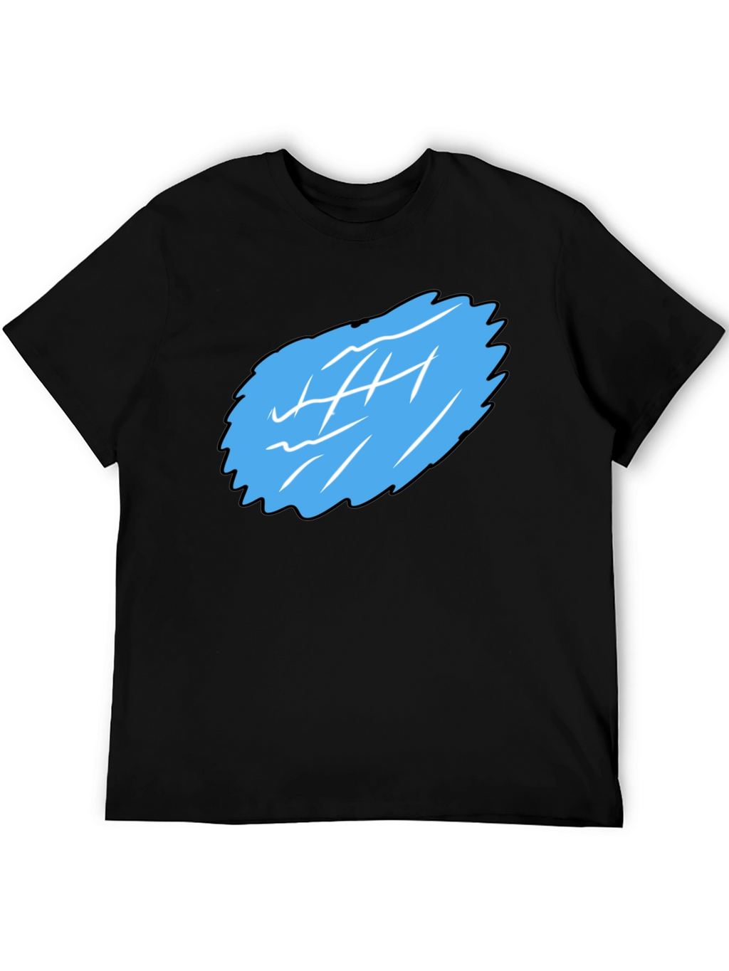 Mens Black Graphic Tee - Abstract Blue Design