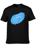 Mens Black Graphic Tee - Abstract Blue Design