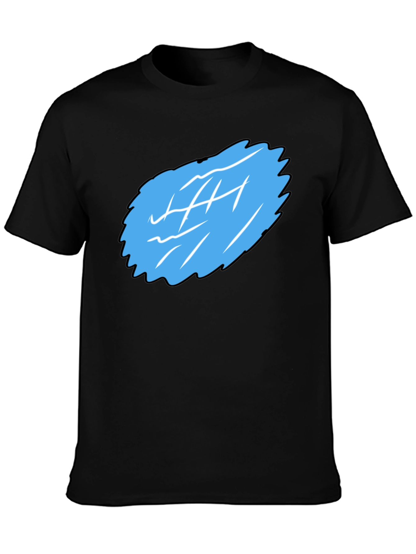 Mens Black Graphic Tee - Abstract Blue Design