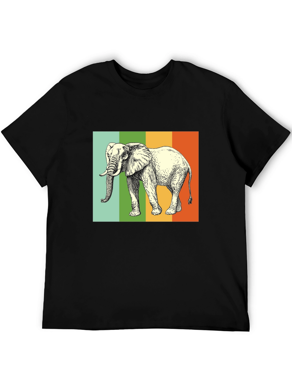Elephant Graphic T-Shirt - Striped Background