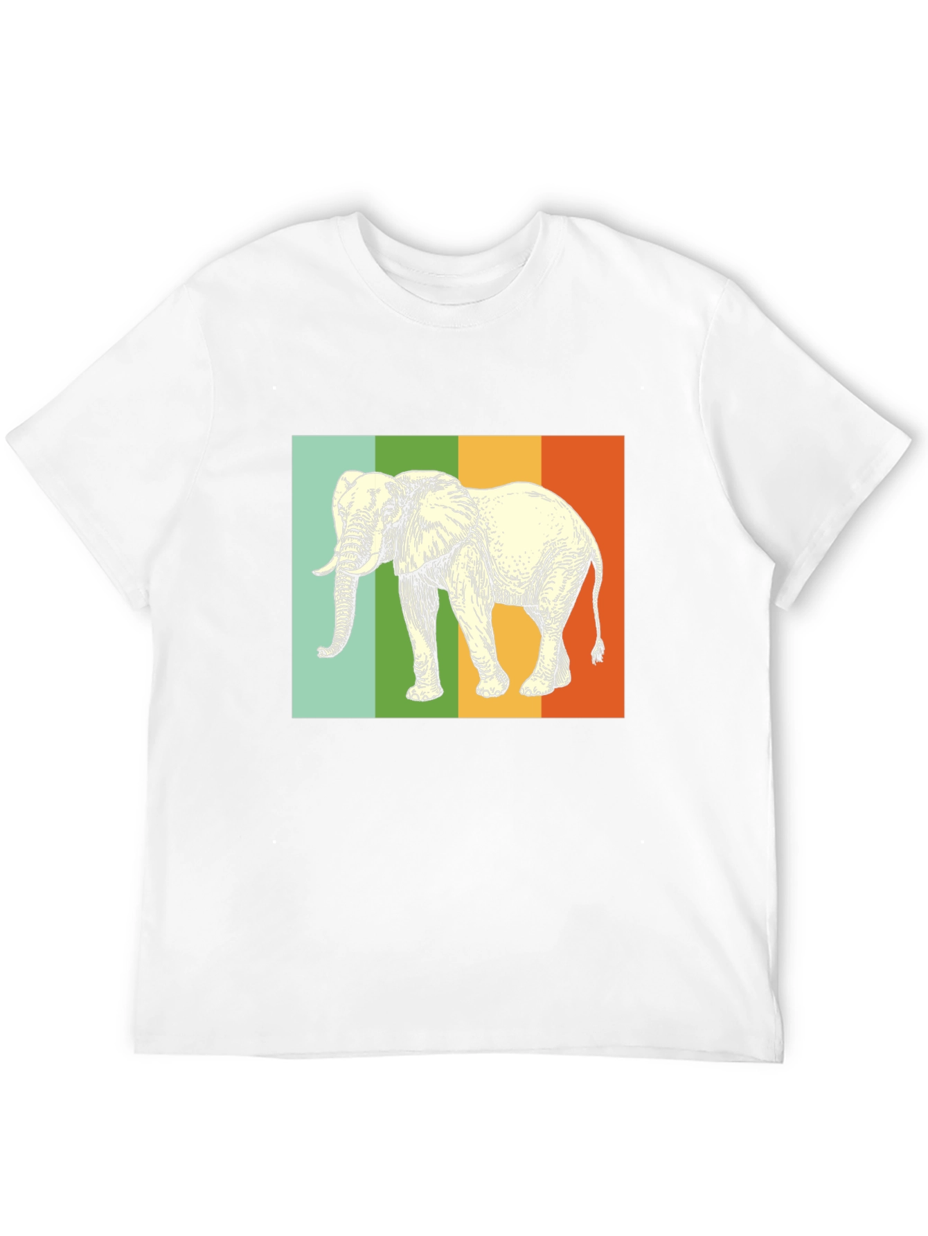 Elephant Graphic T-Shirt - Striped Background