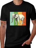 Elephant Graphic T-Shirt - Striped Background