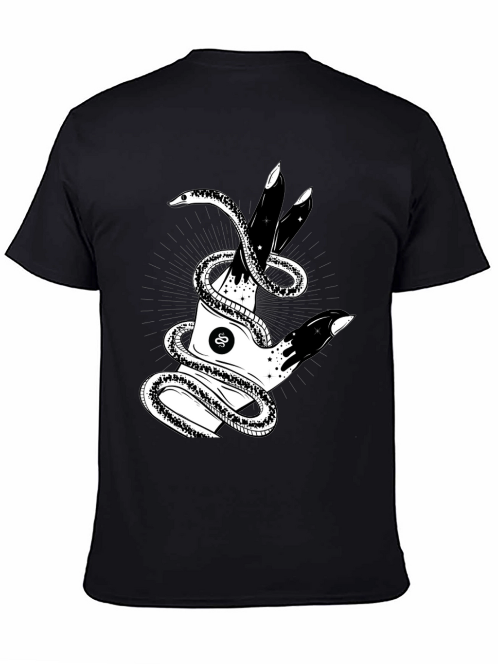 Mystic Snake & Hand Graphic Tee - Black
