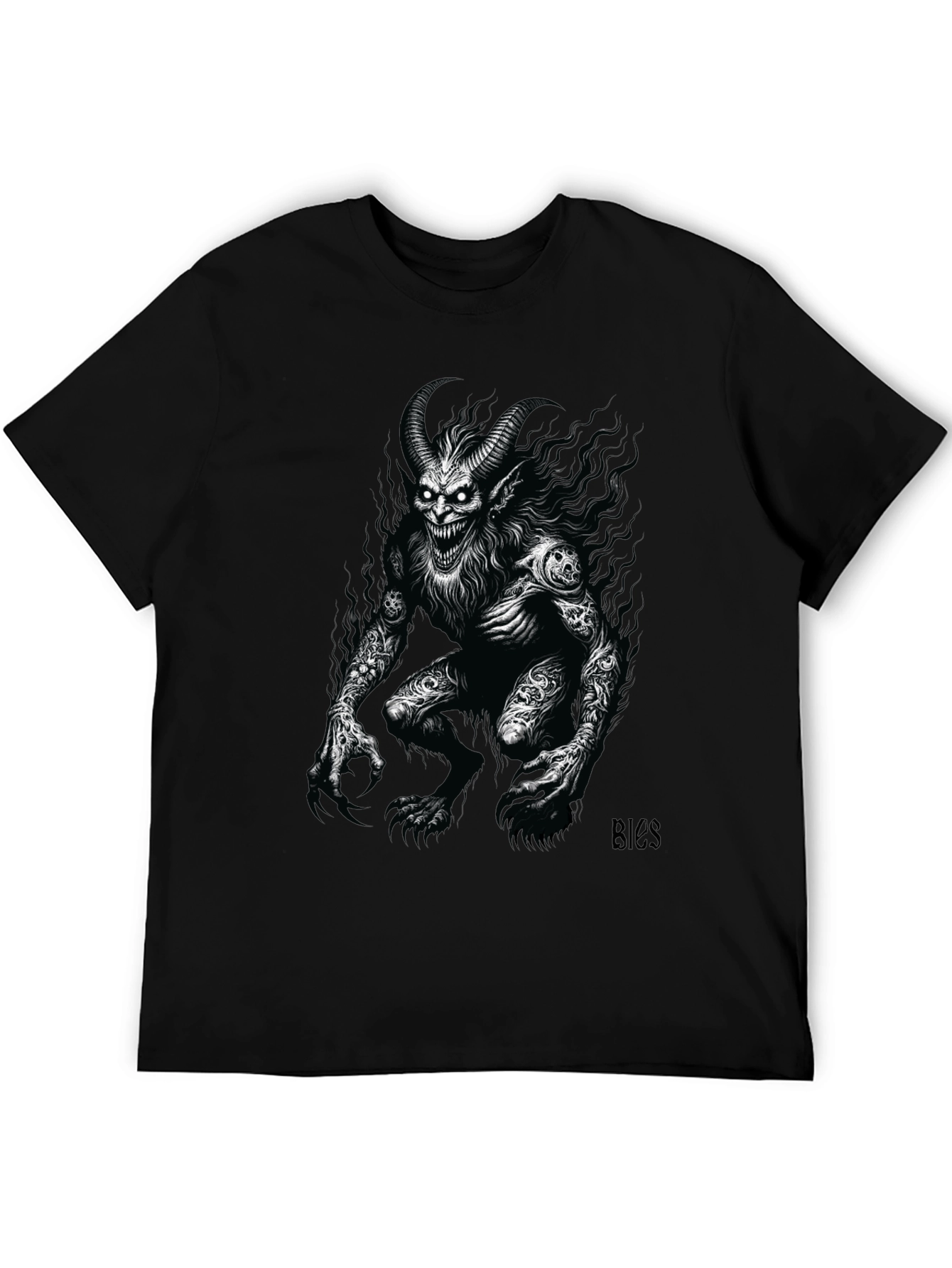 Creepy Demon Graphic Tee - Black