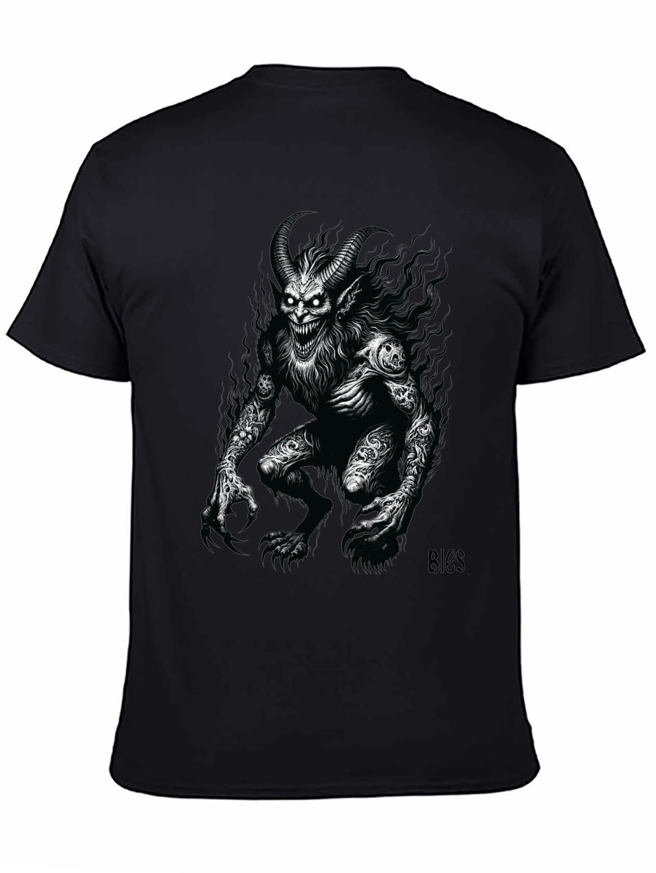 Creepy Demon Graphic Tee - Black
