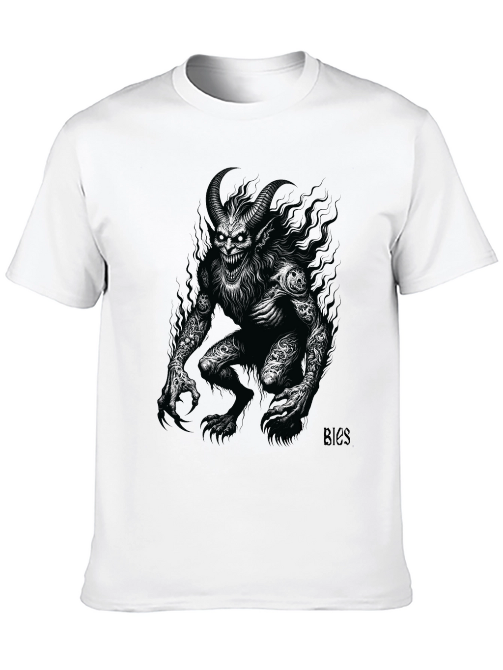 Creepy Demon Graphic Tee - Black