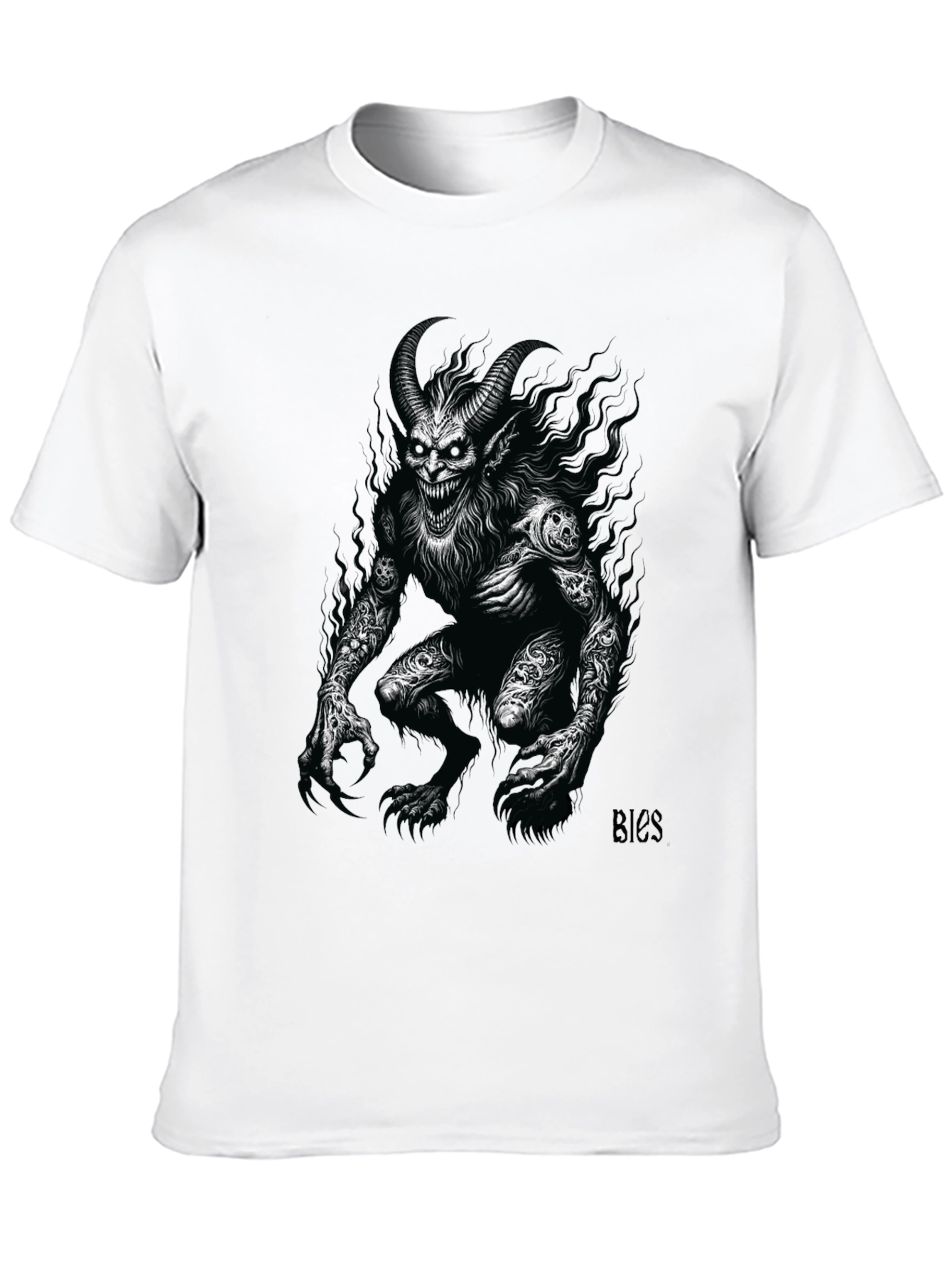 Creepy Demon Graphic Tee - Black