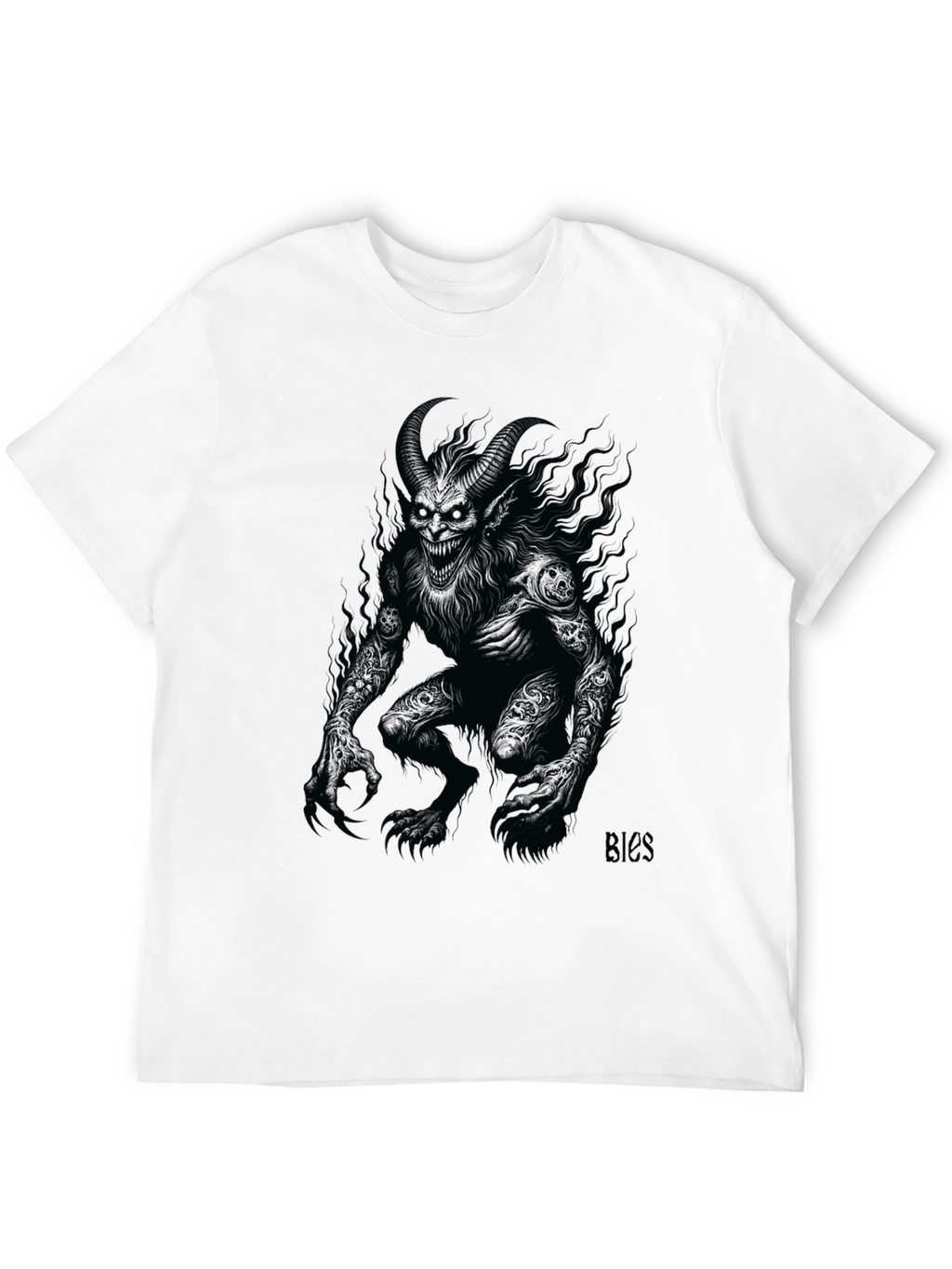Creepy Demon Graphic Tee - Black