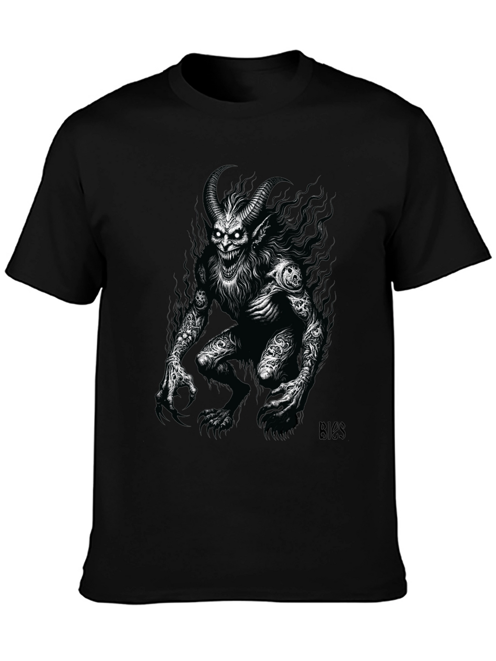 Creepy Demon Graphic Tee - Black