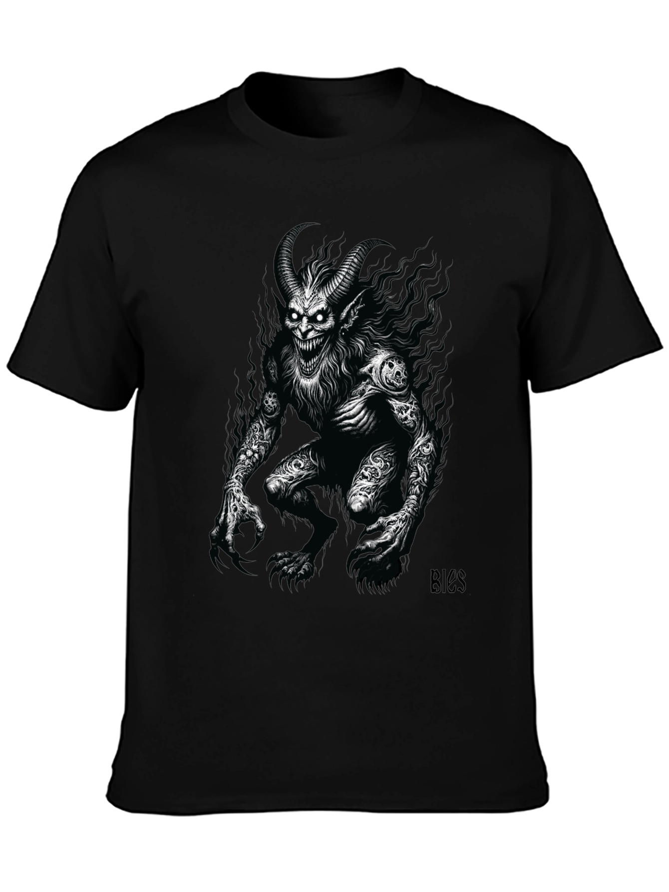 Creepy Demon Graphic Tee - Black
