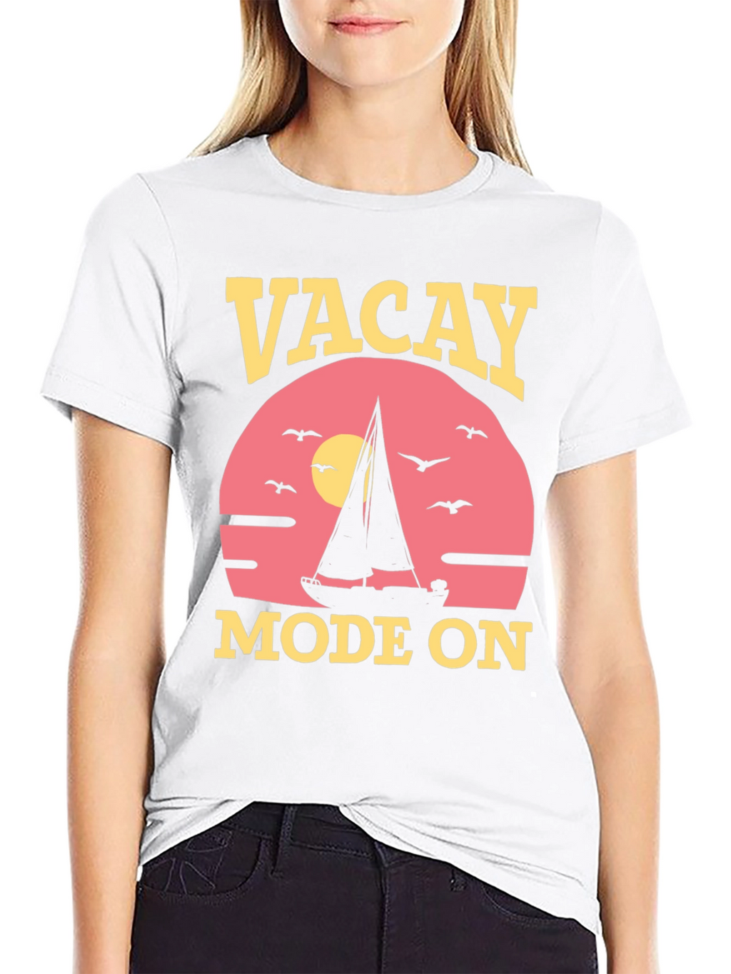 Vacay Mode On T-Shirt: Vacation Sailboat Graphic Tee