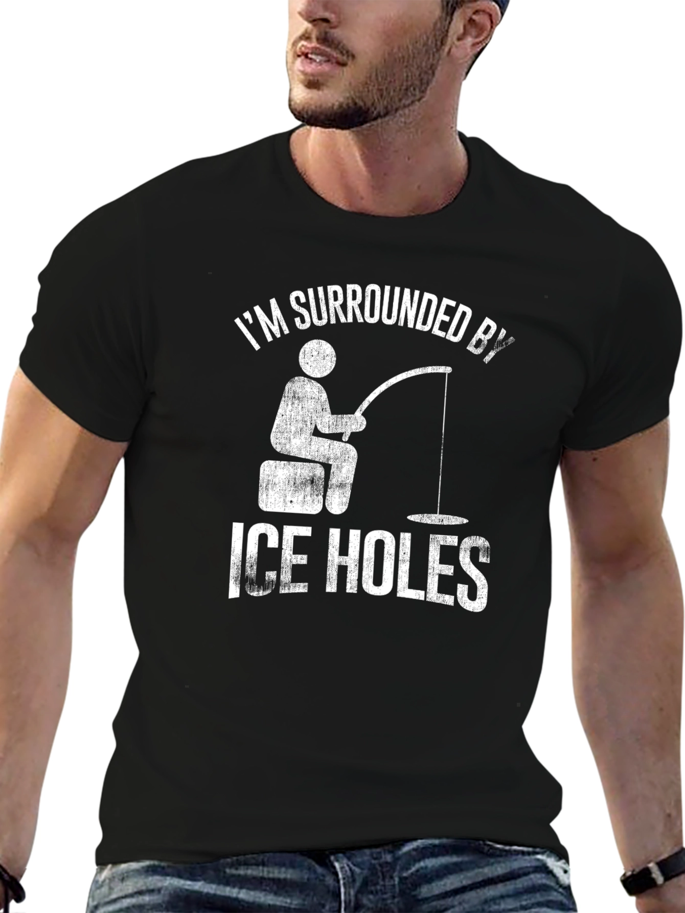 Funny Ice Fishing T-Shirt - Surrounded by Ice Holes