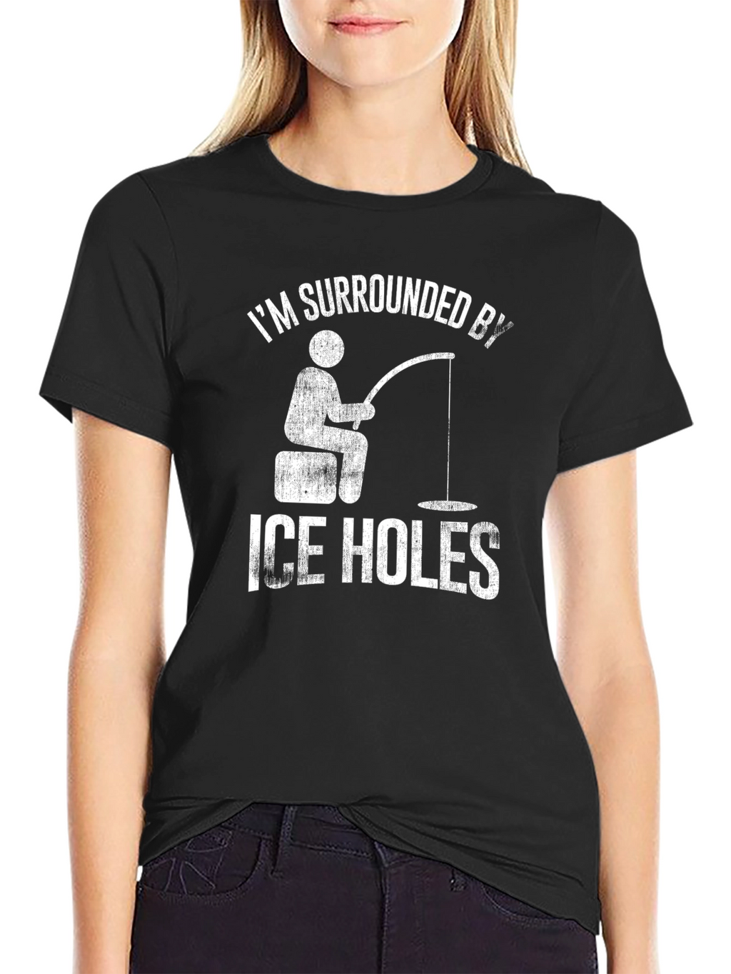 Funny Ice Fishing T-Shirt - Surrounded by Ice Holes
