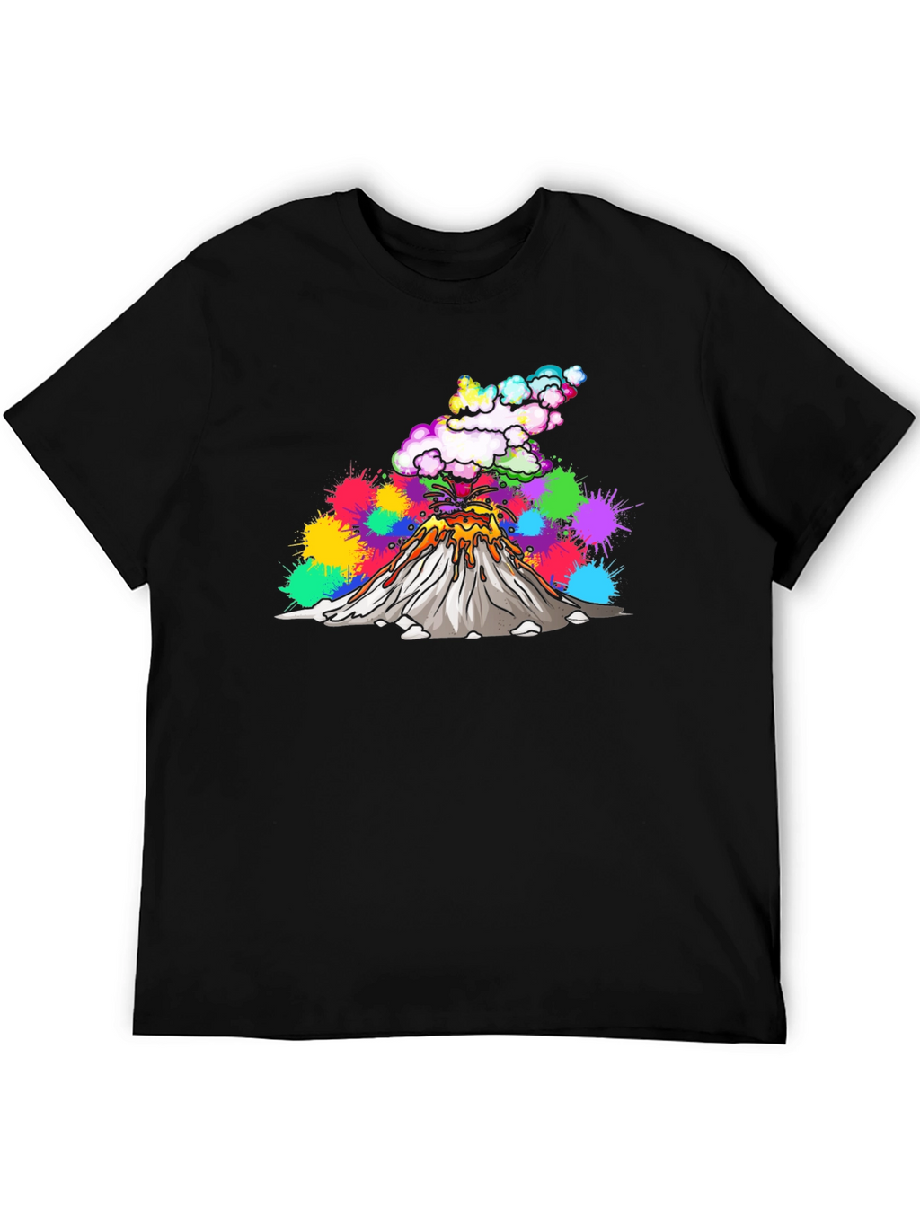 Volcano Lava Explosion Graphic T-Shirt - Black
