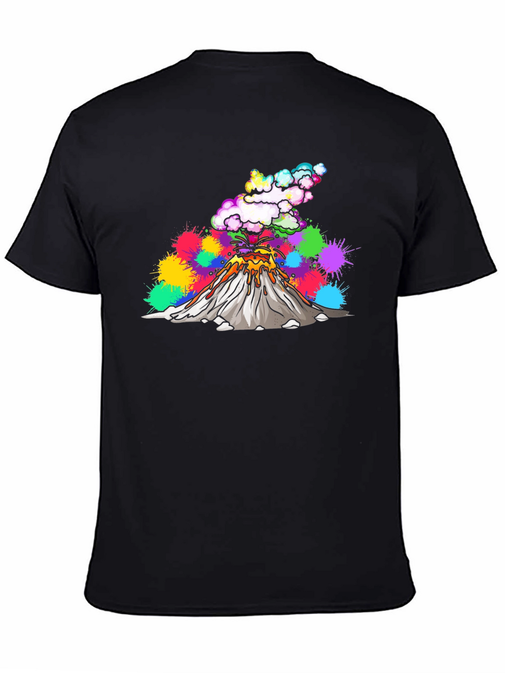 Volcano Lava Explosion Graphic T-Shirt - Black