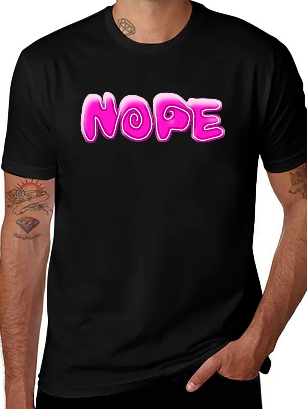 Nope Graphic Tee - Casual Mens Black T-Shirt