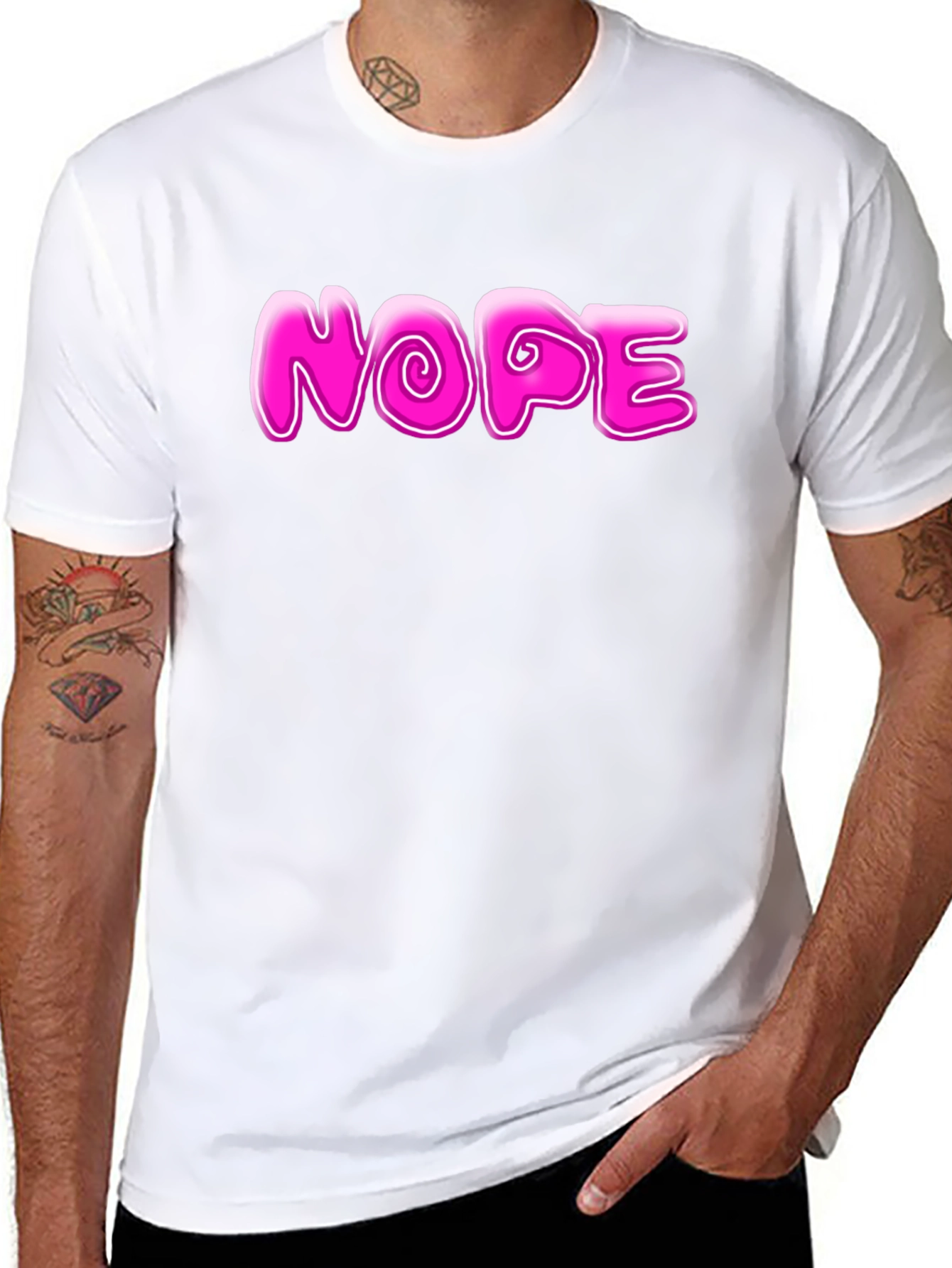 Nope Graphic Tee - Casual Mens Black T-Shirt