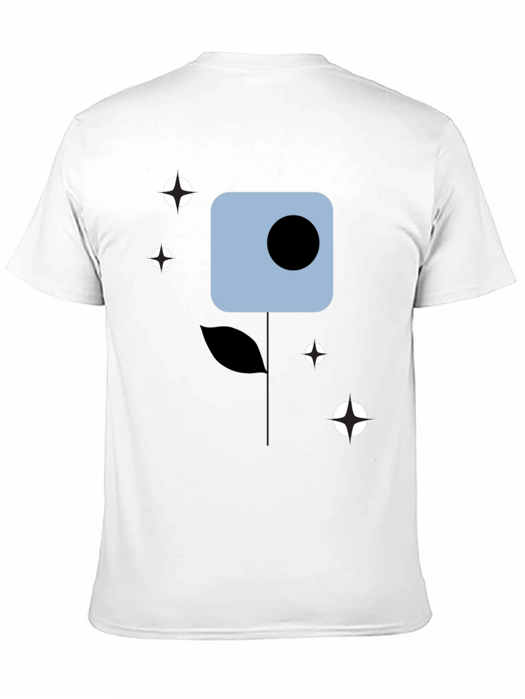 Modern Abstract Flower Graphic Tee - Black Cotton Shirt