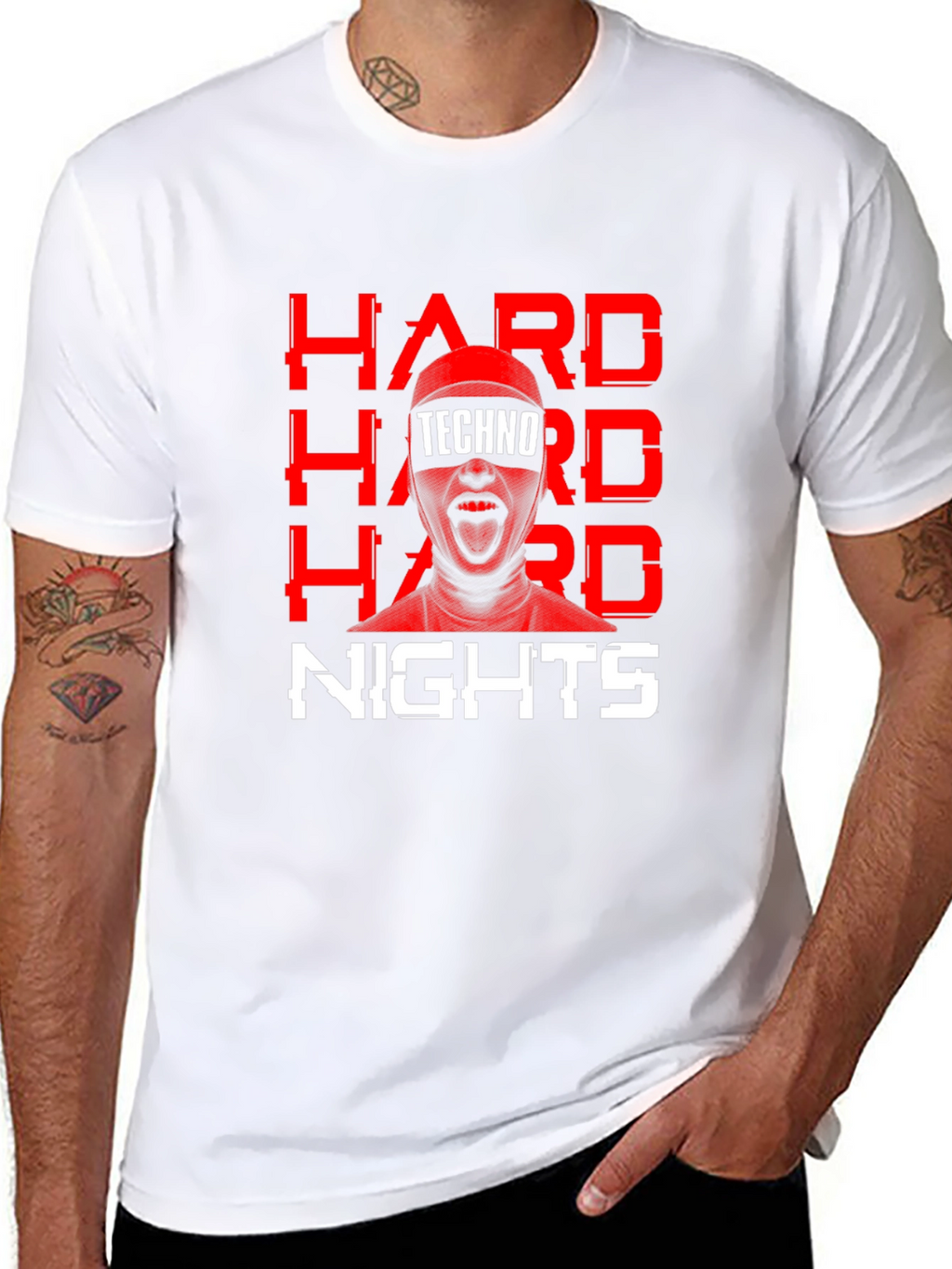 Hard Nights Techno Graphic Tee - Black Cotton T-Shirt