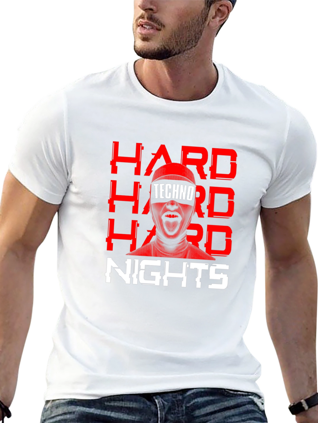 Hard Nights Techno Graphic Tee - Black Cotton T-Shirt